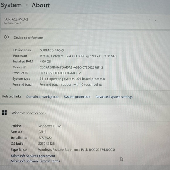 Microsoft Surface Pro 3 Bundle Intel(R) Core(TM) i5 2.5GHz 4GB RAM 128GB - Picture 10 of 12